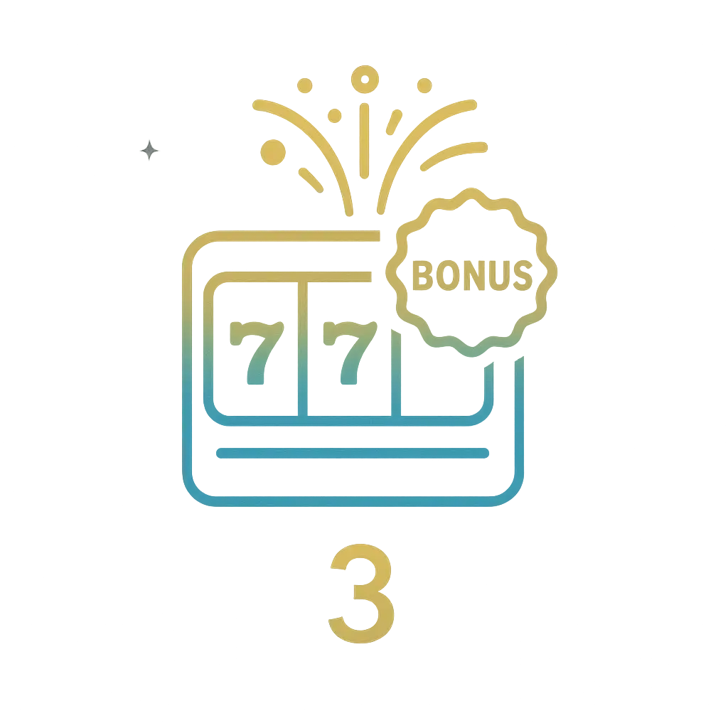 Confetti bursting above a slot machine reel with a bonus badge